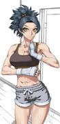 original, rggr, 1girl, abs, arm_under_breasts