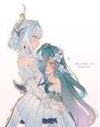 odette_(genshin_impact), vodyanitsa_(genshin_impact), genshin_impact, xiaoventiggrr, 2girls