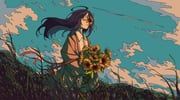 original, artdroiiid_ii, 1girl, blue_sky, bouquet