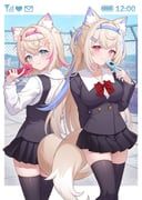 fuwawa_abyssgard, mococo_abyssgard, hololive, chelly_(glisten_chelly), 2girls
