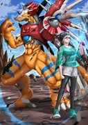 rizegreymon, digimon, original, sawa_d, 1girl