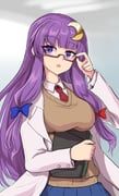 patchouli_knowledge, touhou, namiki_(remiter00), 1girl, adjusting_eyewear