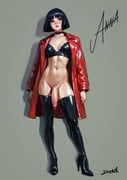 original, dorn, 1girl, black_boots, black_bra