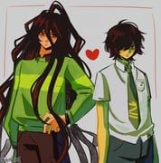 kamukura_izuru, kris_(deltarune), red_soul_(utdr), soul_(utdr), danganronpa_(series)