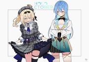 hoshimachi_suisei, hoshimachi_suisei_(1st_costume), kazama_iroha, kazama_iroha_(1st_costume), hololive