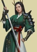 original, cheolseung_ok, 1girl, arm_guards, black_hair