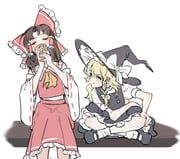 hakurei_reimu, kirisame_marisa, touhou, bai_l, 2girls