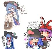 hinanawi_tenshi, nagae_iku, touhou, iris-san, 2girls