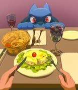 riolu, pokemon, kubota_keita, 1boy, black_fur