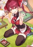 houshou_marine, houshou_marine_(1st_costume), pekomon_(usada_pekora), clubhouse_games, hololive