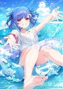 nishizono_chigusa, nijisanji, mikami_nacaba, 1girl, barefoot