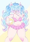 original, ghoulkiss, 1girl, ball, beachball