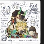 arcane_(arknights), bitey_(arknights), dusk_(arknights), nian_(arknights), shu_(arknights)