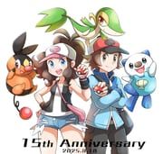 hilbert_(pokemon), hilda_(pokemon), oshawott, snivy, tepig