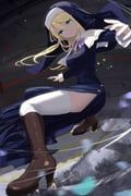 sharon_holygrail, engage_kiss, hidulume, 1girl, blonde_hair