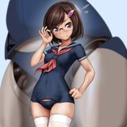original, rohitsuka, 1girl, adapted_uniform, adjusting_eyewear