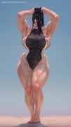 original, kupocun, 1girl, adjusting_hair, areola_slip