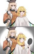 flandre_scarlet, matara_okina, touhou, kanasamesuika, 2girls
