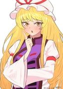 yakumo_yukari, touhou, mikage_tsuki, 1girl, blonde_hair