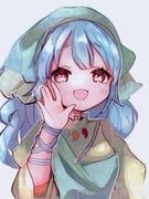 haniyasushin_keiki, touhou, moni_monico, 1girl, :d