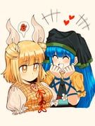 haniyasushin_keiki, joutouguu_mayumi, touhou, turtle-kun, +++