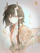 jie_(arknights), arknights, toothpo, 1girl, black_hair