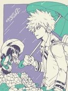 asui_tsuyu, bakugou_katsuki, boku_no_hero_academia, ikapnmn2, 1boy