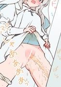 original, brcl7777, 1girl, bar_censor, blue_eyes