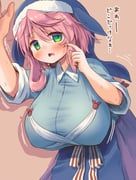 okunoda_miyoi, touhou, arinu, 1girl, alternate_breast_size_(larger)