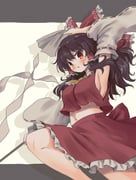 hakurei_reimu, touhou, arinu, 1girl, arm_up
