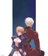 archer_(fate), artoria_pendragon_(fate), saber_(fate), fate/stay_night, fate_(series)