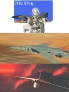 545mm, 1girl, aircraft, airplane, blue_background