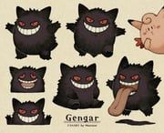 clefable, gengar, pokemon, maniani, ghost