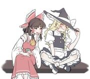 hakurei_reimu, kirisame_marisa, touhou, bai_l, 2girls