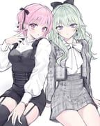 kusanagi_nene, ootori_emu, project_sekai, pnyo_emc, 2girls