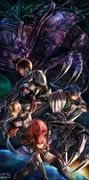 dark_falz, fal_(phantasy_star), forren, rudy_ashure, thray_walsh