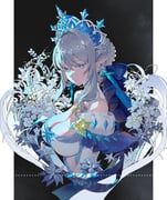 anastasya_feodorovna_snezhnaya, genshin_impact, baizhuoxiaoz, 1girl, bare_shoulders