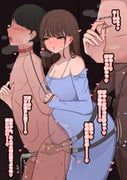 original, saiaku_devil, 1girl, 2boys, bdsm