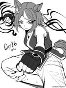 tsurumaru_tsuyoshi_(umamusume), umamusume, chococonisky, animal_ears, bare_shoulders