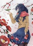original, baracan, 1girl, arm_behind_back, bird