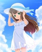 original, pila-pela, 1girl, bare_shoulders, blue_sky