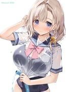 dengeki_moeoh, original, karory, 1girl, black_one-piece_swimsuit