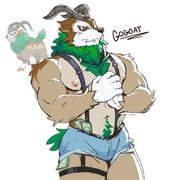 gogoat, pokemon, captain_taro, 1boy, animal_ears