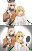 flandre_scarlet, matara_okina, touhou, kanasamesuika, 2girls