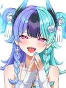 achichi_mela, hololive, akino_1217_2, 1girl, aqua_hair
