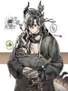 doctor_(arknights), wang's_cat_(arknights), wang_(arknights), arknights, leke-leke