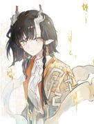 jie_(arknights), arknights, toothpo, 1girl, black_hair