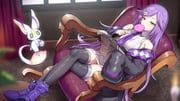 sherlock_holmes_(monster_strike), monster_strike, yamato_(muchuu_paradigm), 1girl, armchair