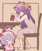 patchouli_knowledge, remilia_scarlet, touhou, arinu, 2girls