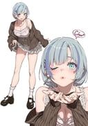 original, saeki_shun, 1girl, :p, blowing_kiss